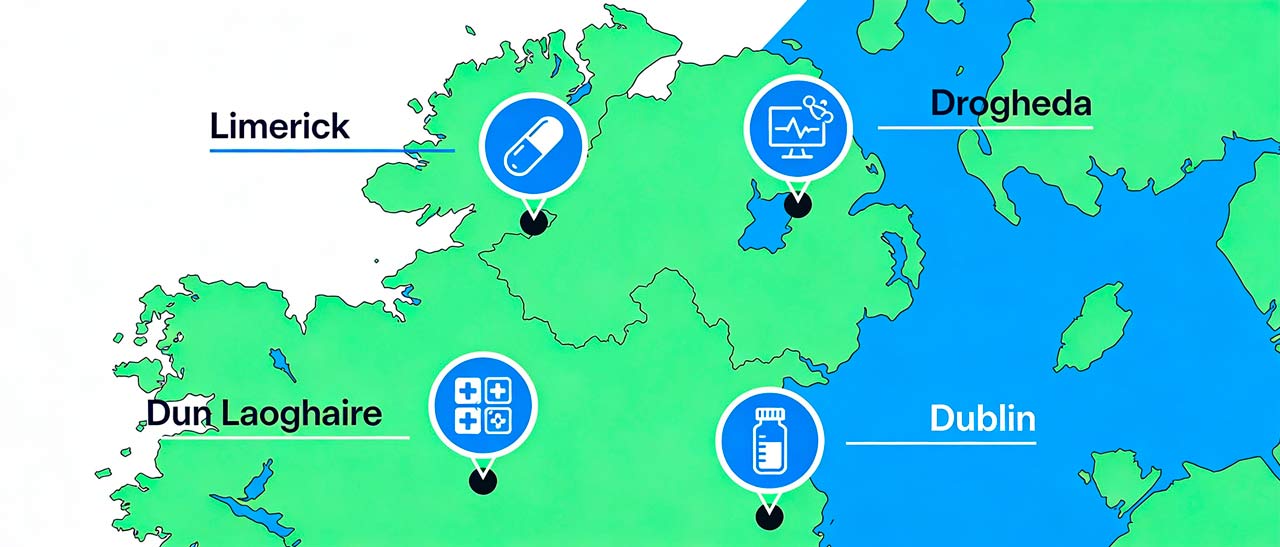 flat vector map of Ireland
